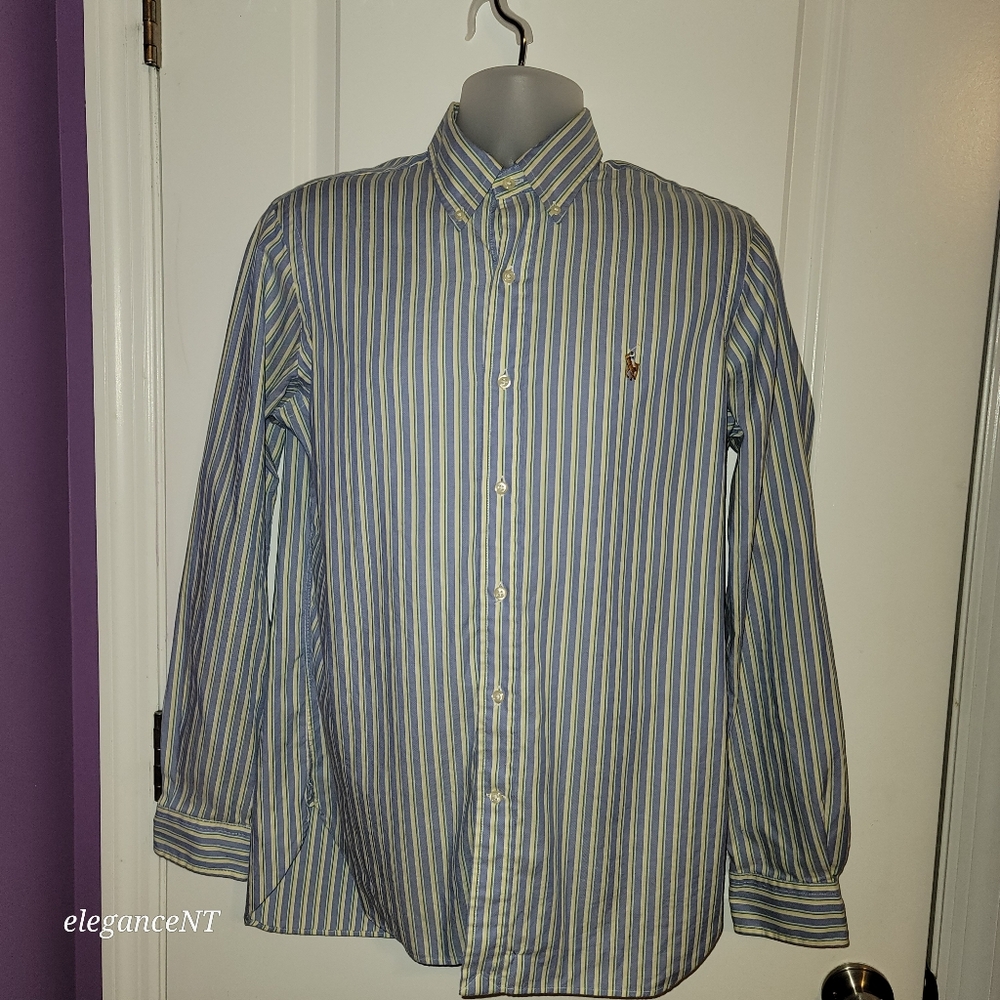Ralph Lauren Men's Blue Striped Button Down Shirt  Sz: 15/38 - Picture 5 of 9